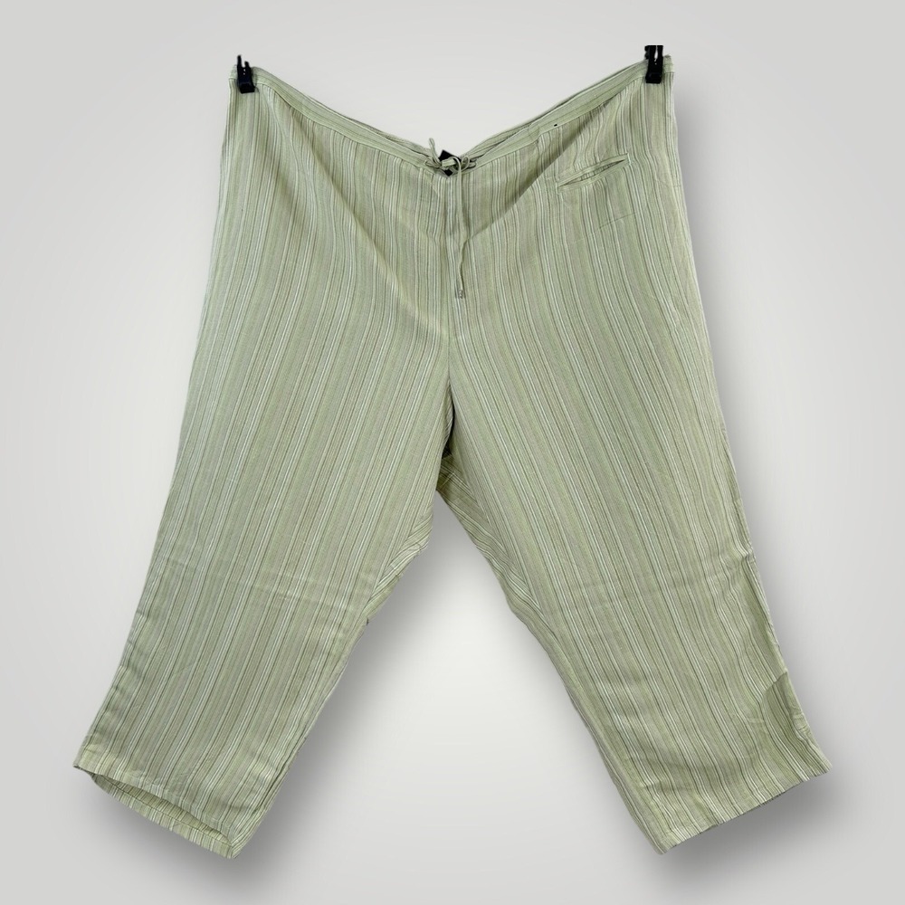 NEW Lane Bryant Wide Leg Pants Womans 26/28 Crop Linen Blend Sage Green NWT - Picture 1 of 5